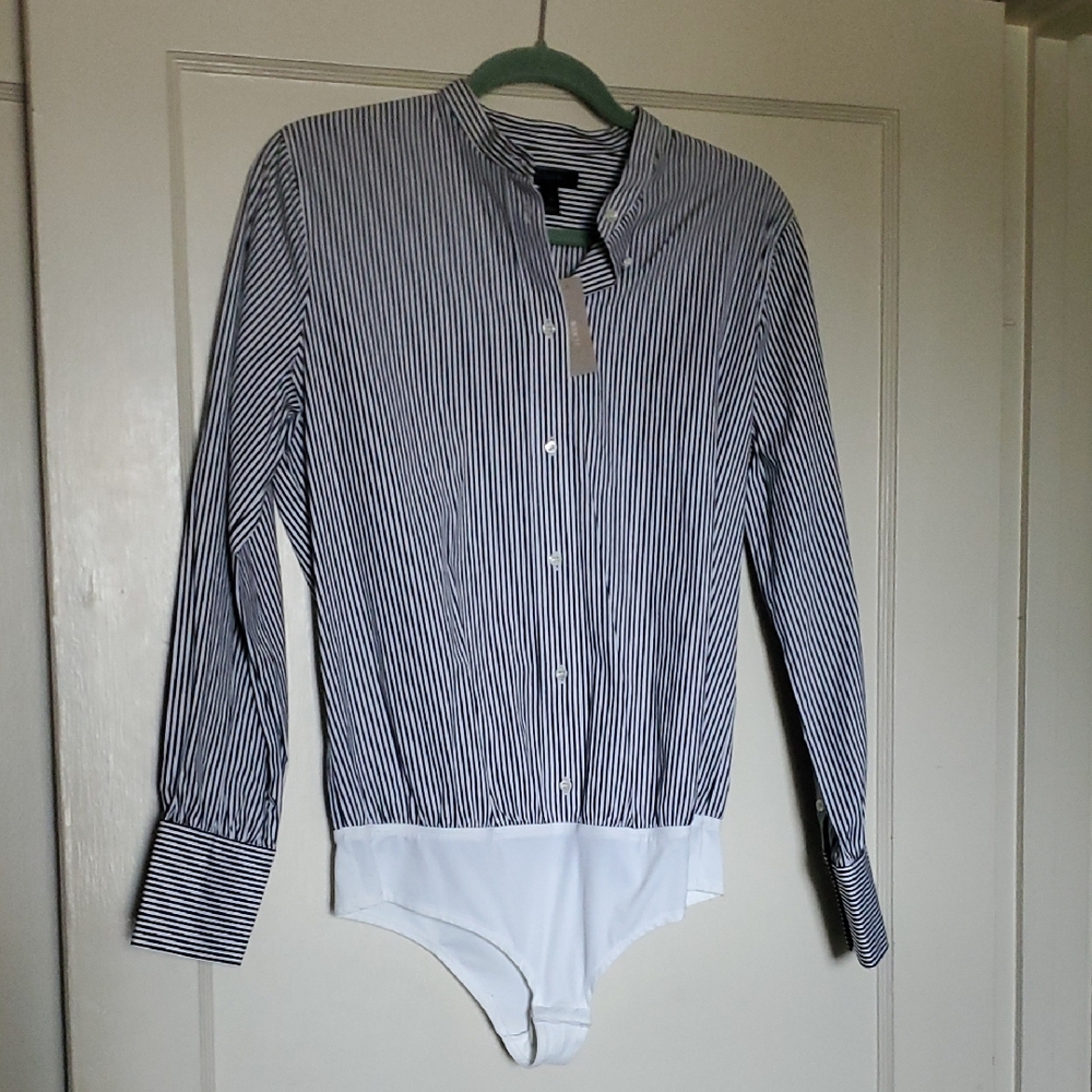 J. Crew Black and‎ White Striped Top